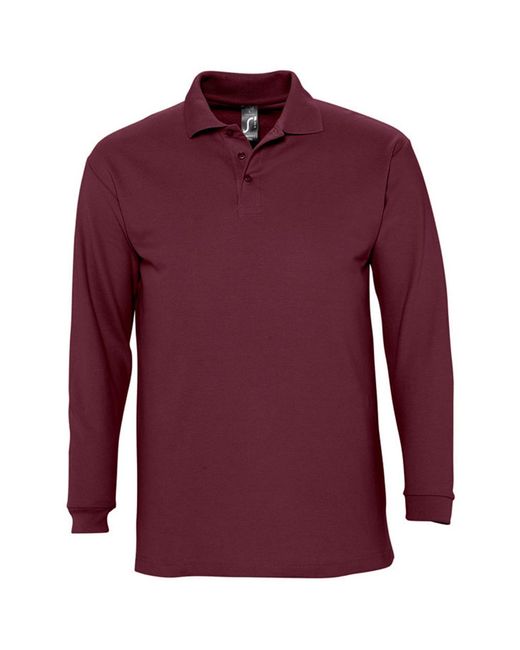 Sol's Purple Winter Ii Long Sleeve Pique Cotton Polo Shirt for men