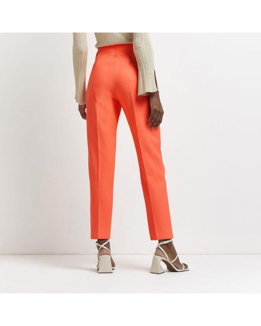 River Island Red Cigarette Trousers High Waist