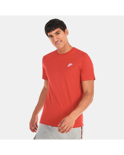 Nike Red Sportswear Club T Shirt for men
