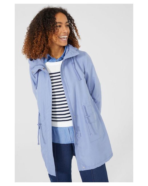MAINE Blue Fleece Lined Hooded Rain Coat