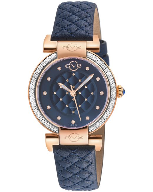 Gv2 Blue Berletta Swiss Quartz Dial, Handmade Quilted Leather Watch
