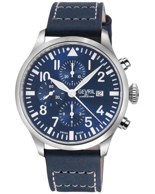 Gevril Gray Vaughn Chronograph Leather Swiss Automatic Eta 7750 Watch for men