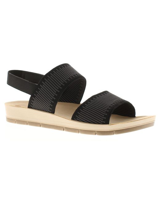 Inblu Black Wedge Sandals Idyll Elasticated Textile