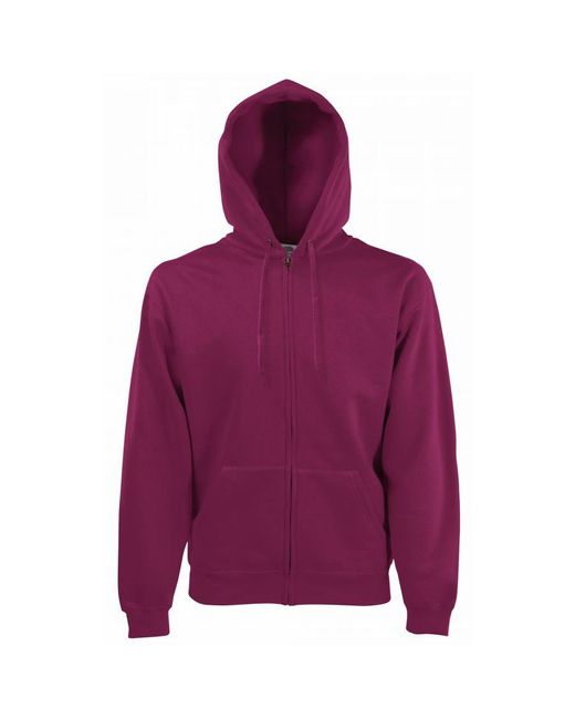 Fruit Of The Loom Premium 70/30 Hooded Zip-up Sweatshirt / Hoodie (bordeaux) in het Purple voor heren