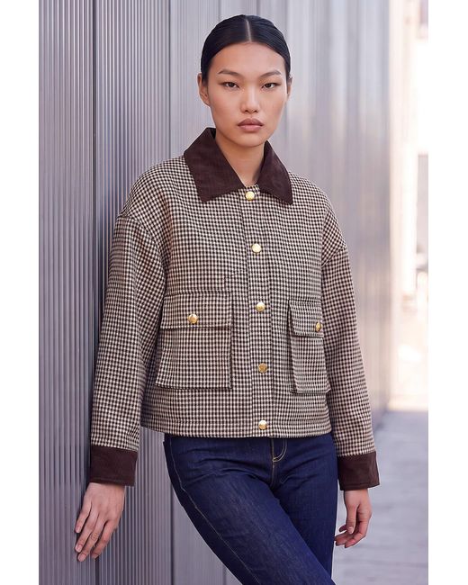 D.u.s.k Brown Check Cord Trim Jacket