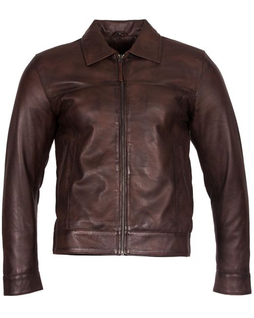 Infinity Leather Brown Retro Nappa Biker Jacket for men