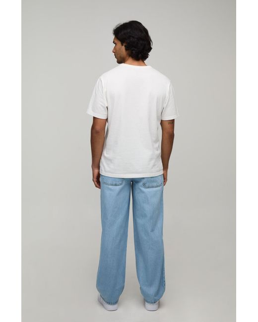 BoohooMAN Blue Casino Embroidered Relaxed Fit Jeans for men