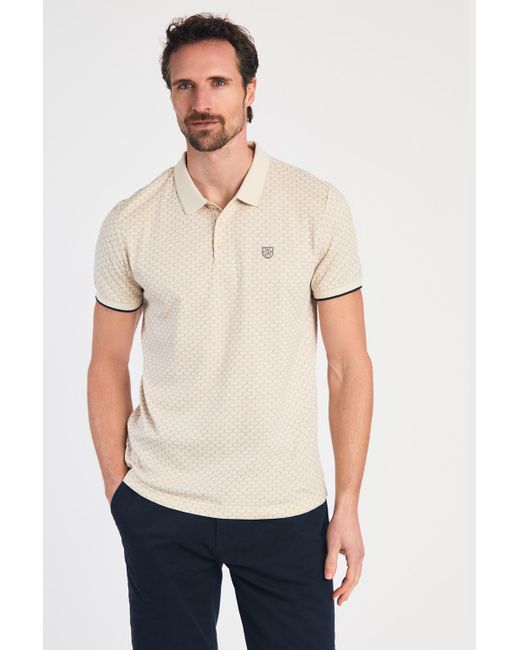 Kensington Eastside White Cotton Short Sleeve Button-Up Polo Shirt for men