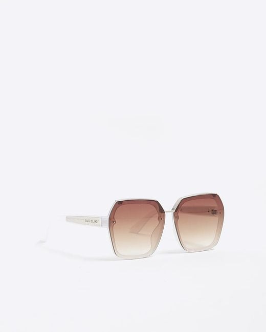 River Island White Sunglasses Metal Hexagon Accessory