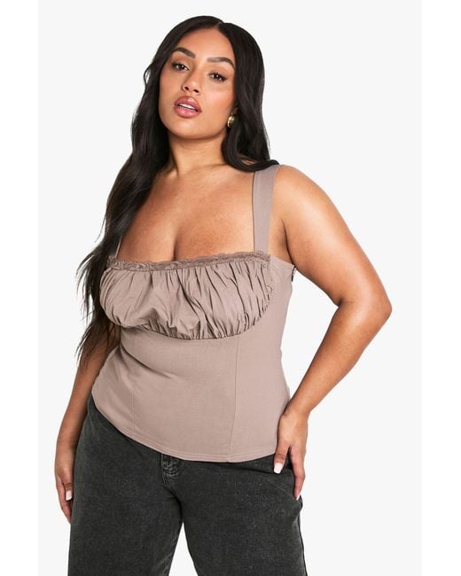 Boohoo Gray Plus Ruched Strappy Corset