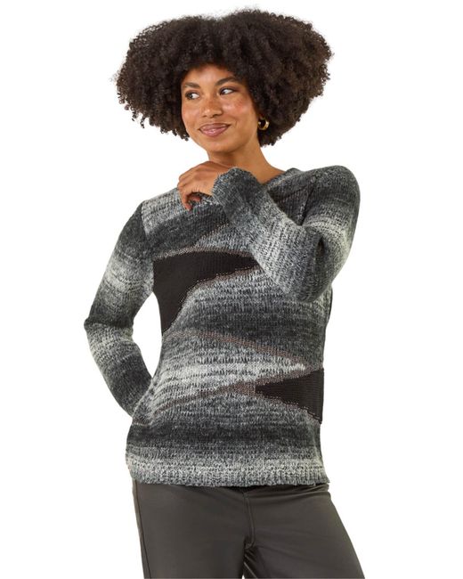 Roman Gray Colour Block Knit Jumper