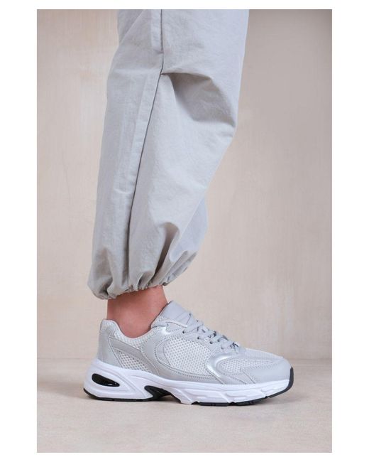Where's That From White 'Echo' Fashion Lace Up Trainers With Mesh Detail
