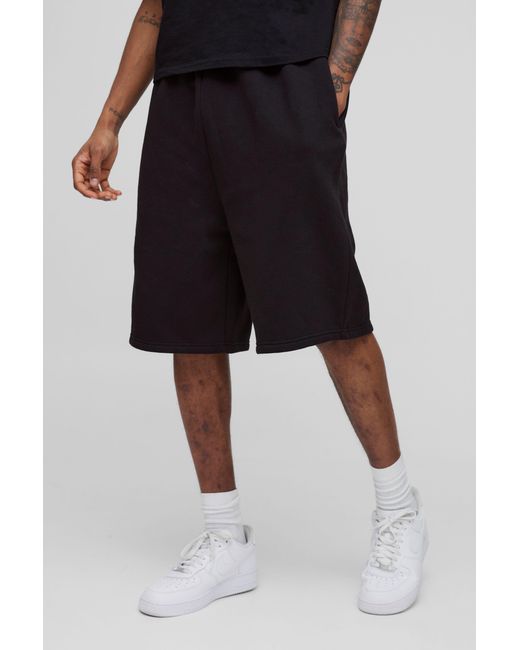 BoohooMAN Black Tall Oversized Drop Crotch Basic Shorts for men