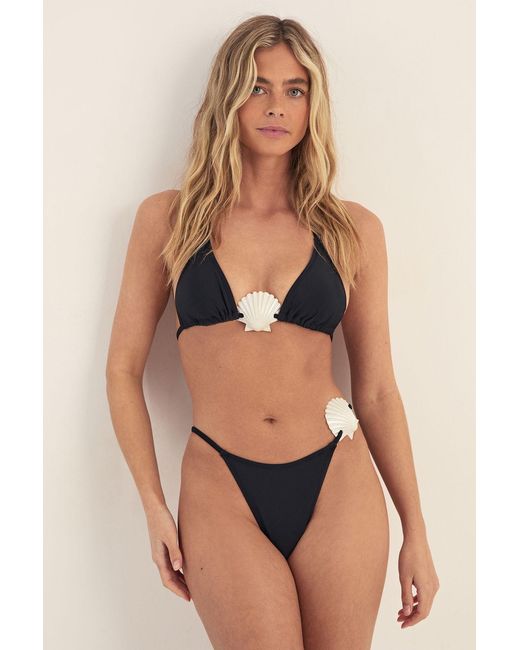 Nasty Gal Natural Shell Trim Triangle Bikini Set