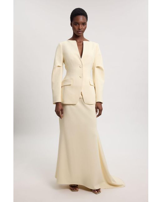 Karen Millen Natural Compact Strech Waterfall Maxi Skirt