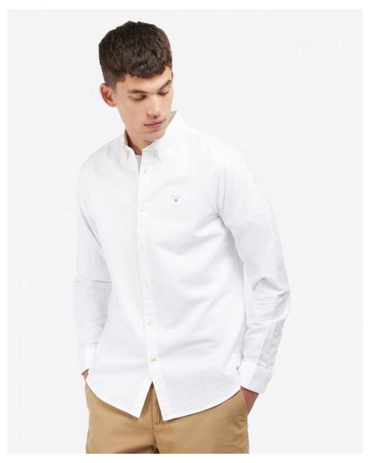 Barbour White Oxtown Long Sleeve Tailored Shirt for men