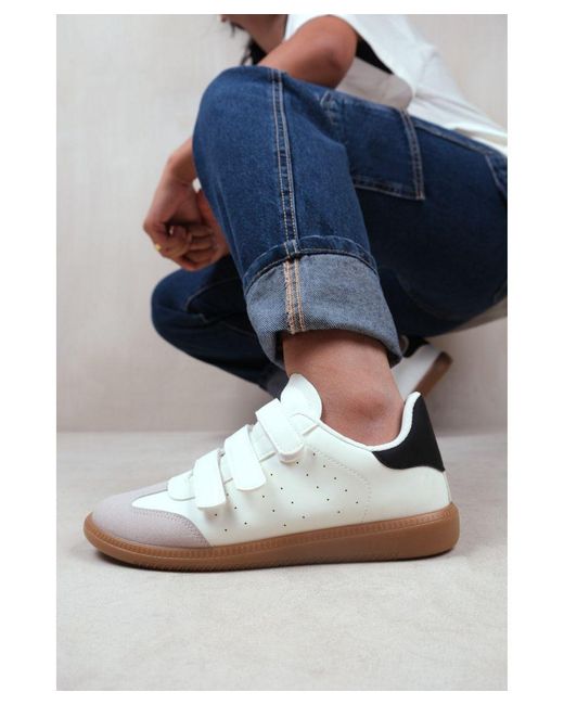 Where's That From Blue 'Terrace' Casual Gum Sole Adjustable Trainers