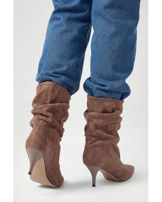 Boohoo Blue Slouchy Ruched Ankle Boots