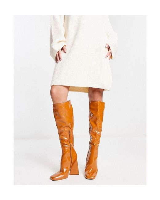 ASOS White Clara High-Heeled Knee Boots