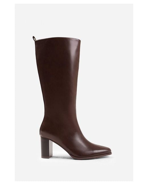 Where's That From Blue 'Delta' Block Heel Knee High Boots With Side Zip