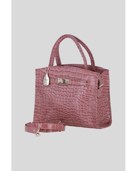 Ashwood Leather Pink Genuine Structured Handbag With Detachable Crossbody Strap