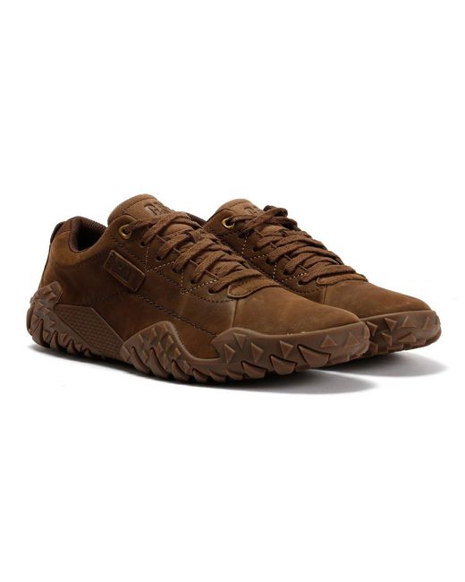 Caterpillar Brown Gridlock Lo Tumbled Nubuck Carafe Lace-Up Shoes for men