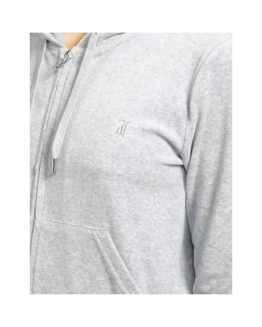 Juicy Couture Gray Womenss Velour Full-Zip Track Jacket