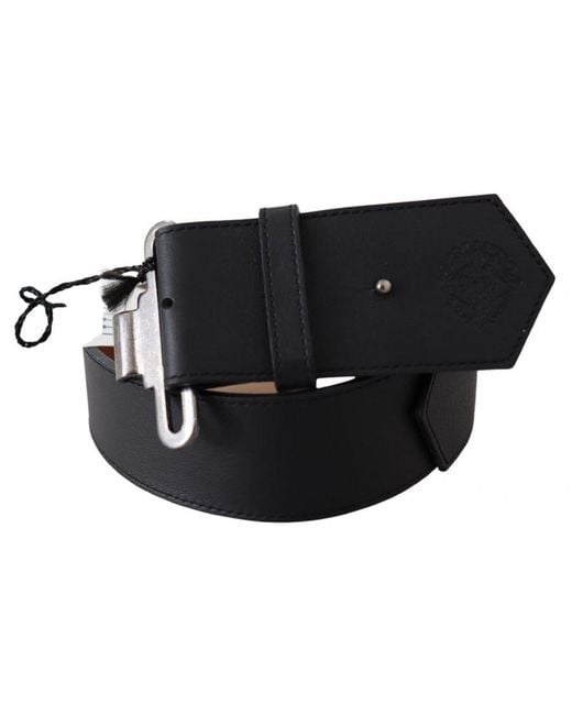Ermanno Scervino Black Leather Vintage Military Buckle Waist Belt