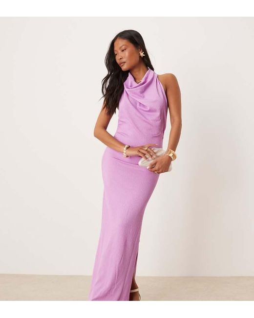 Vila Textured Cowl Neck Low Back Maxi Dress