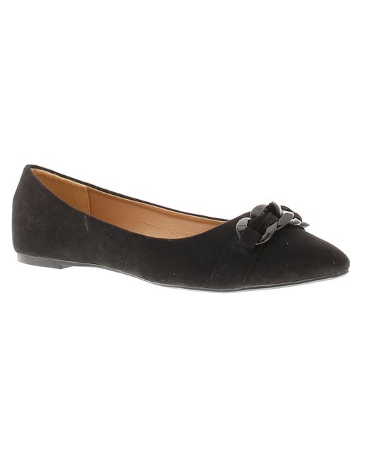 Platino Black Flat Shoes Ballerina Linx Slip On Textile