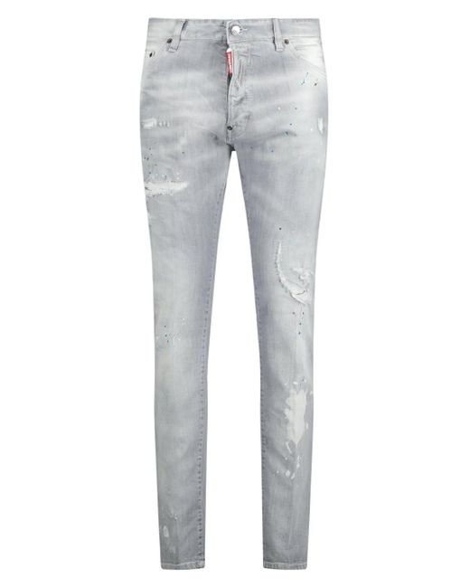 DSquared² Cool Guy Paint Splash Ripped Slim Fit Jeans In Grijs in het Gray voor heren