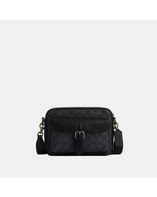 COACH Black Signature Crossbody Messenger Bag for men