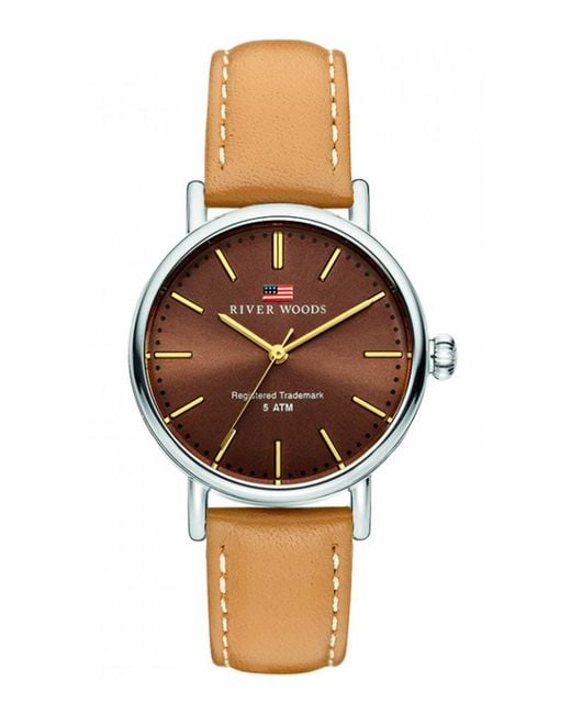 River Woods Black Oswego Watch Rw340014 Leather