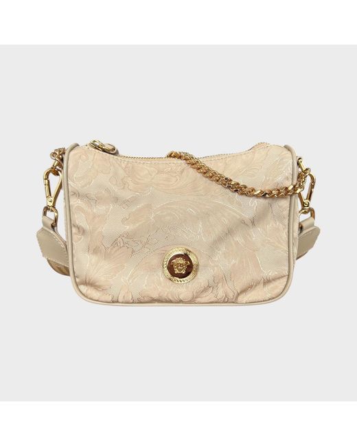 Versace Natural Hobo Medusa Floral Shoulder Bag