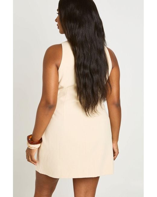 Boohoo Natural Plus Linen Look Button Down Tailored Dress