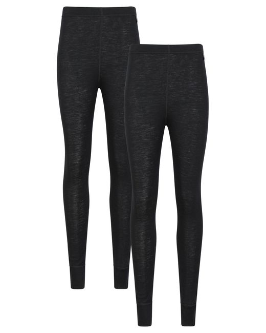 Mountain Warehouse Black Merino Base Layer Pants Elastic Waistband Winter Trousers