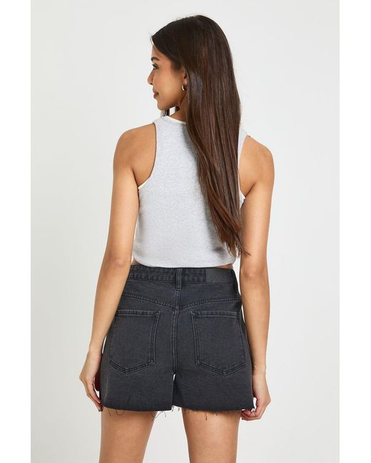 Boohoo Blue High Waist Embellished Denim Short