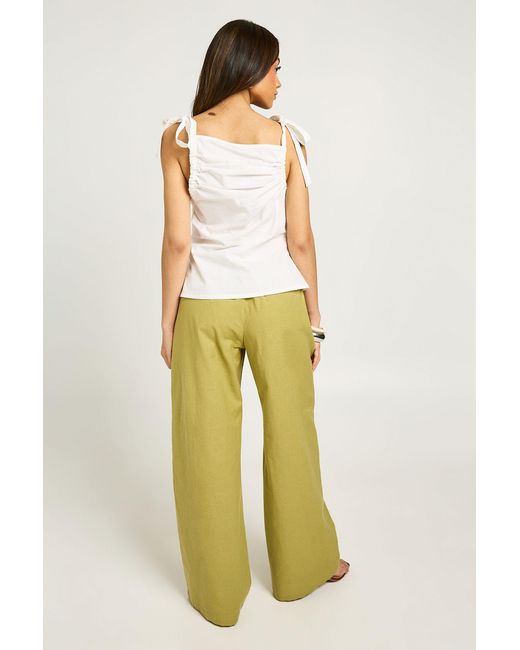 Boohoo White Tie Shoulder Poplin Top