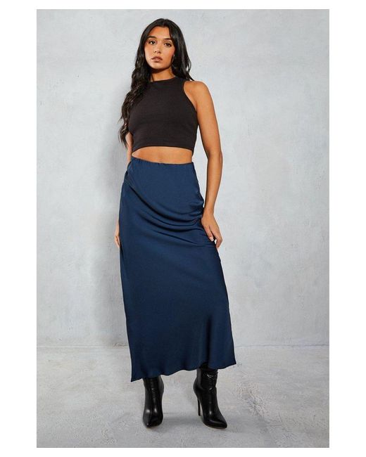 MissPap Blue Satin Slip Maxi Skirt