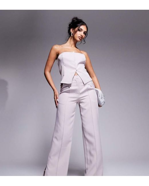 Kaiia Purple Exclusive Tailored Wide Leg Seam Detail Trousers Co-Ord