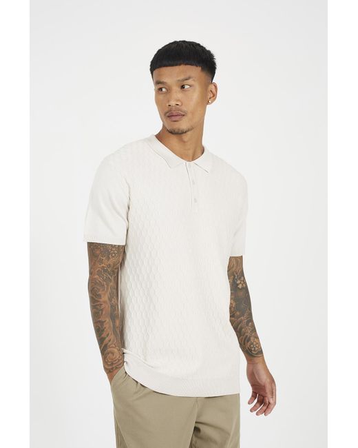 Brave Soul White Light Short Sleeve Knitted Polo Shirt for men