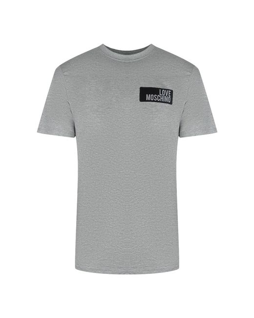 Moschino Gray Love Block Logo T-Shirt Cotton for men