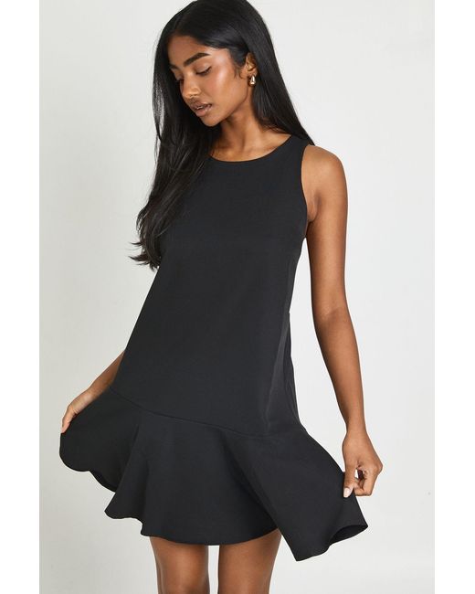 Boohoo Black Racer Back Dropped Waist Skater Dress