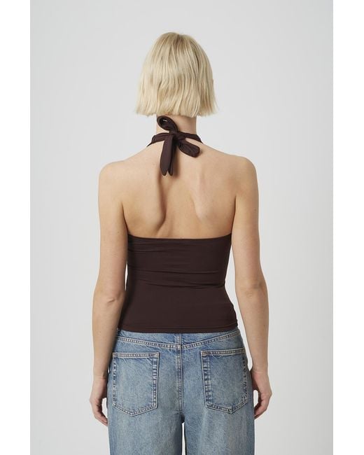 Brave Soul Blue Jersey Halter Neck Top