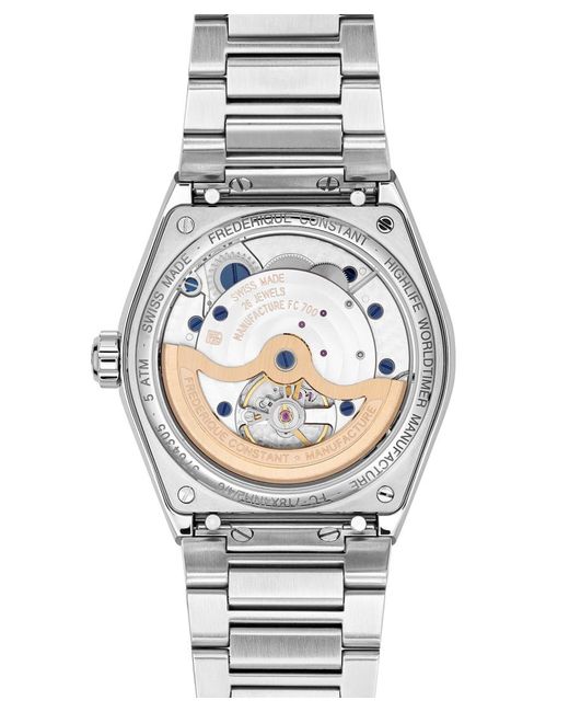 Frederique Constant Blue Frédérique Highlife Worldtimer Watch Fc-718N4Nh6B Stainless Steel (Archived) for men