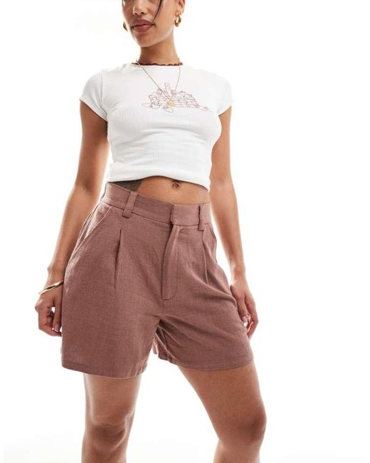 ASOS White Relaxed Dad Short With Linen