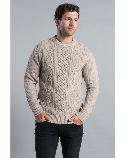 Kensington Eastside Gray Two Stitch Cable Knit Crew Neck Jumper for men