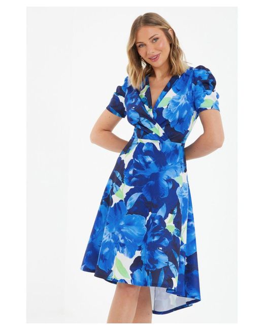 Quiz Blue Dip Hem Midi Dress