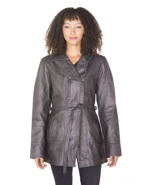 Infinity Leather Gray Long Biker Jacket-Muscat