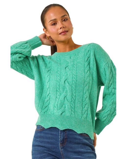 Roman Green Petite Scalloped Hem Knit Jumper